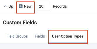 Go to user option types tab