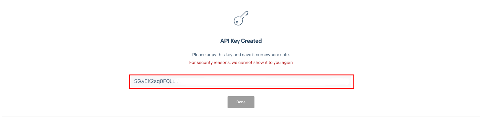 API Key dialog