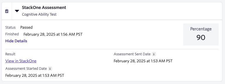 Edit/View Assessment/Background check Status ID