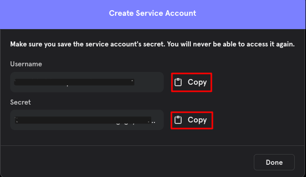 Service Accounts dialog