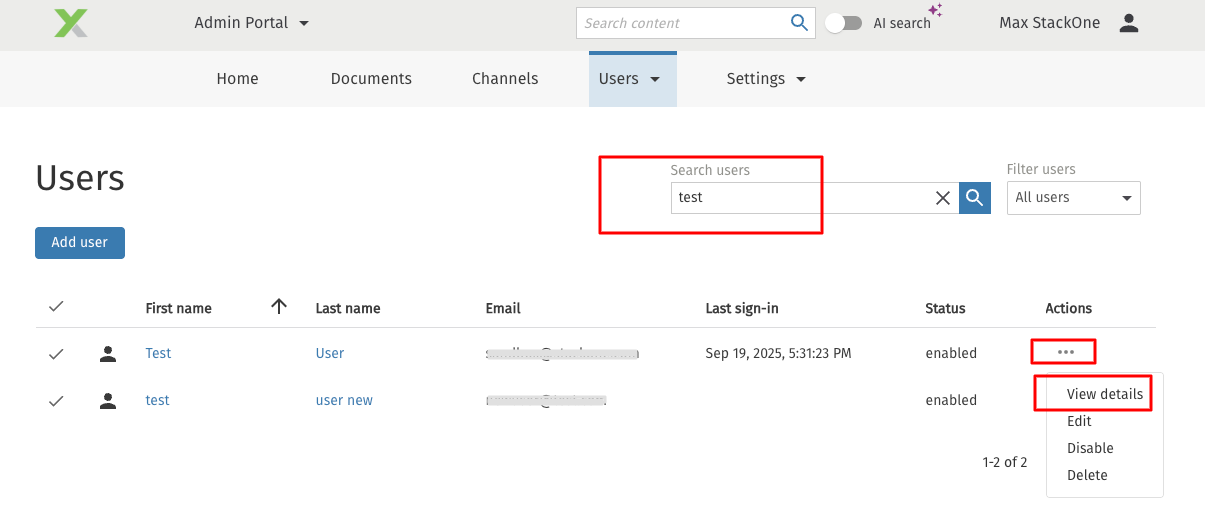 Search for the user and open details
