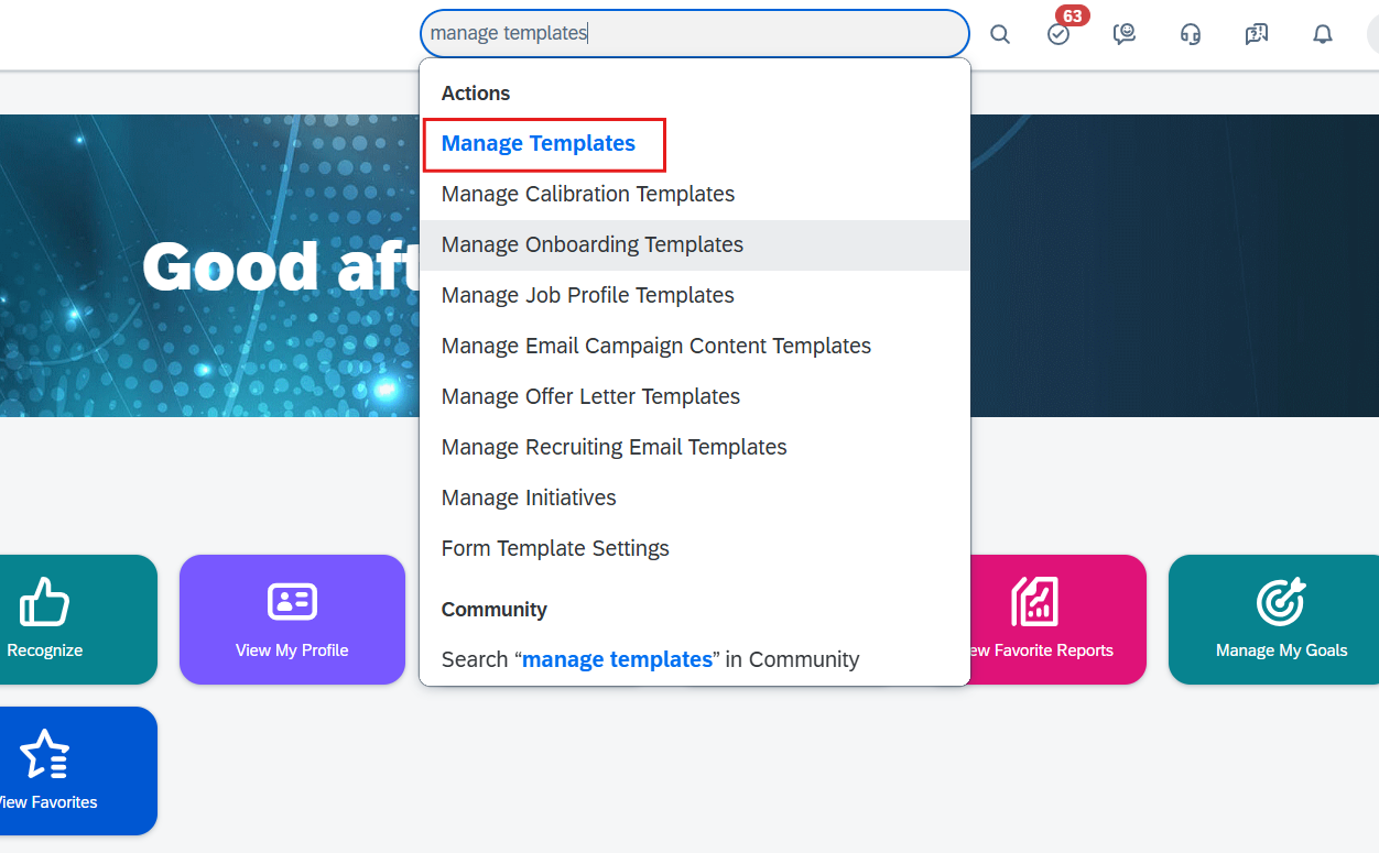 Search Manage Templates