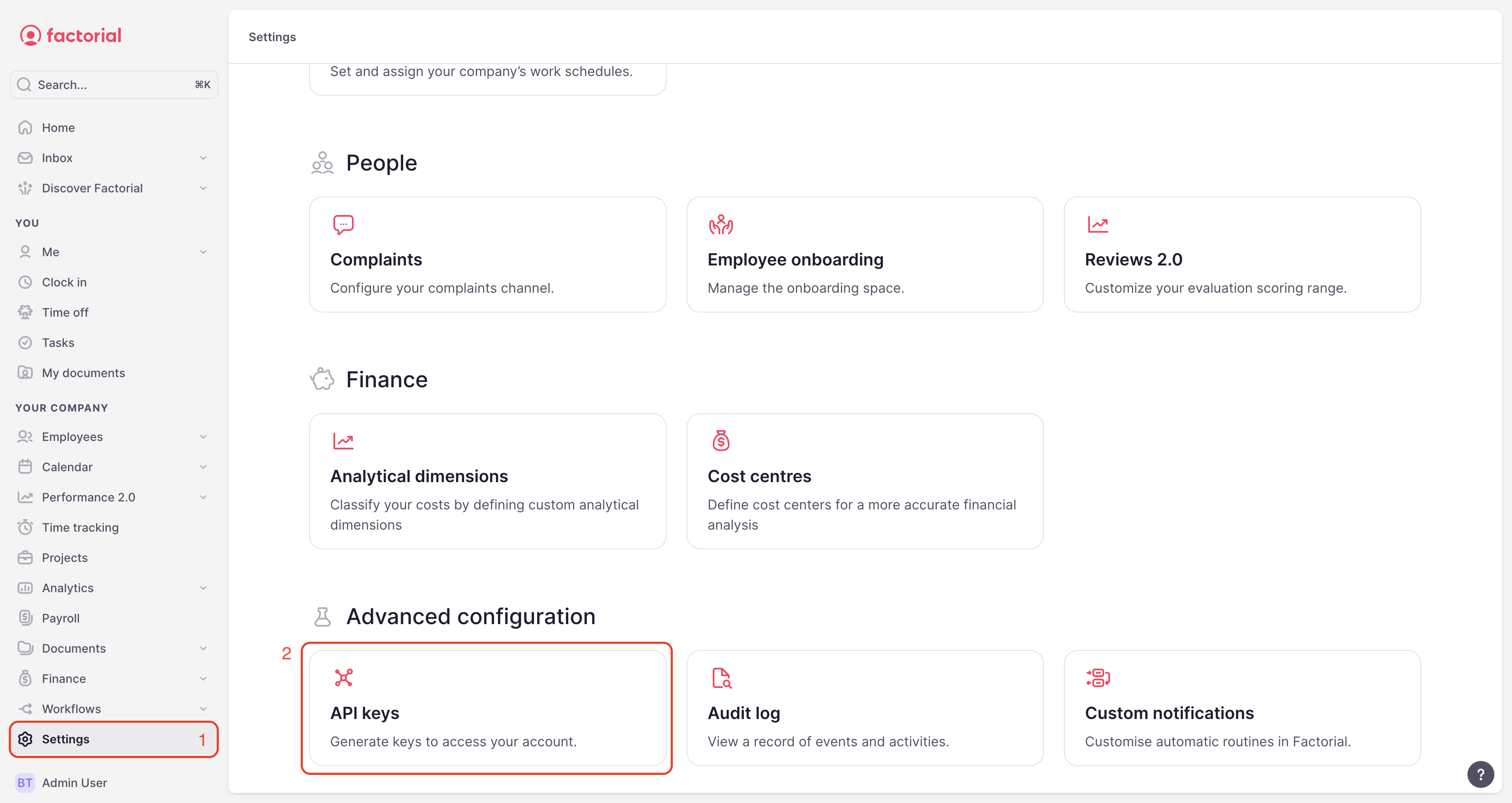 Navigate to API Keys