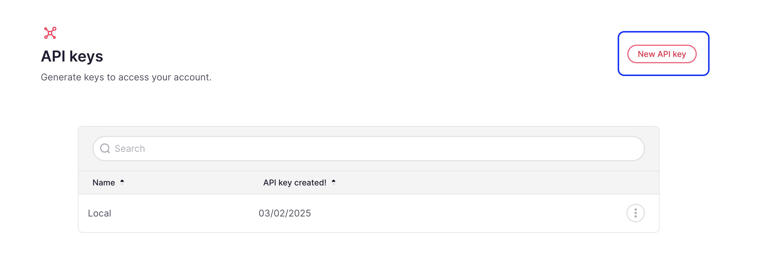 Create a new API Key