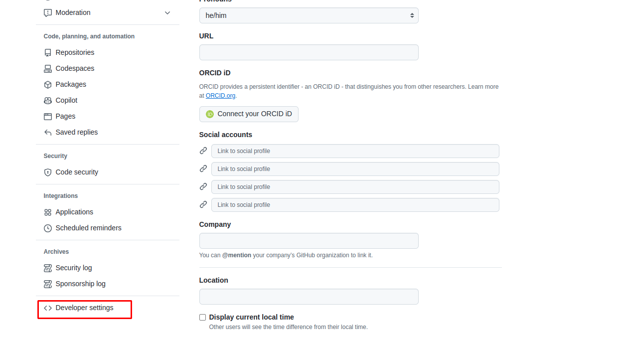 Navigate to Developer settings