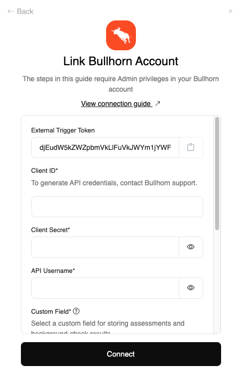 Enter your API credentials