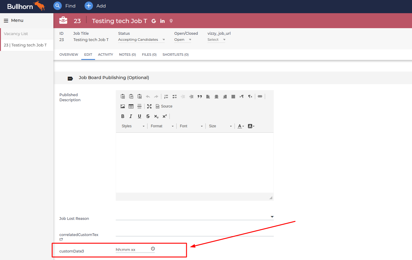 Vacancy has multiple fields