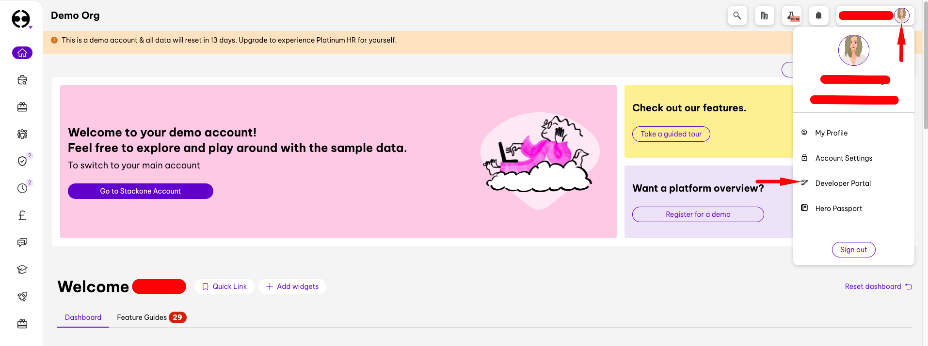 Navigate to Account > Developer Portal > API