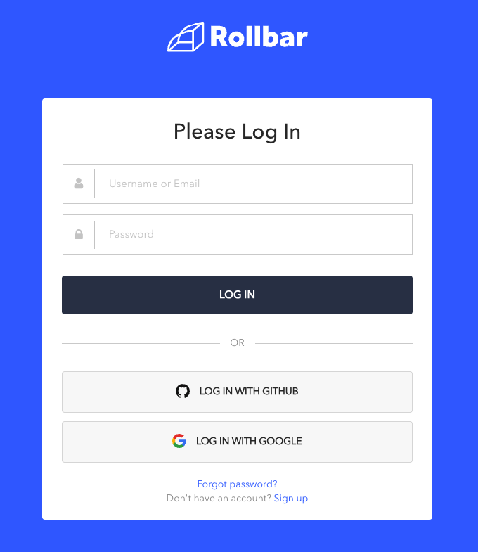 Log in to Rollbar