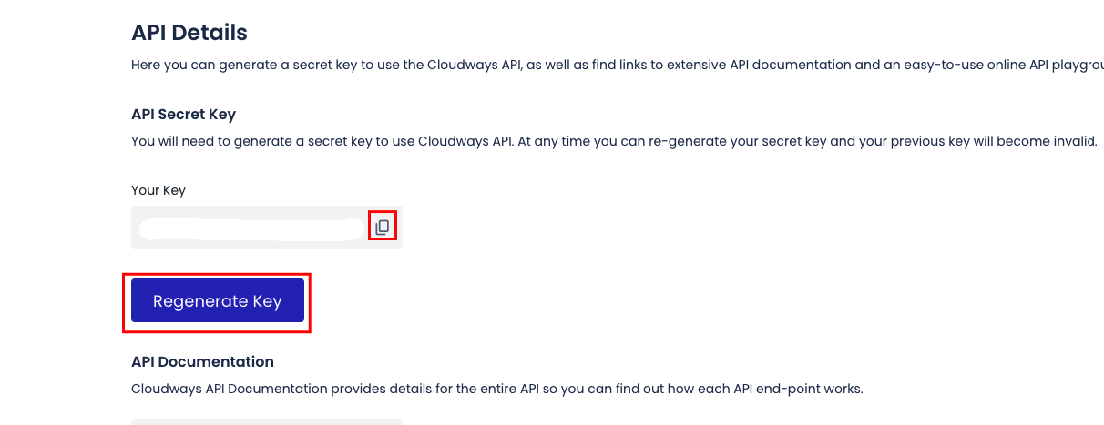Copy your API Secret Key