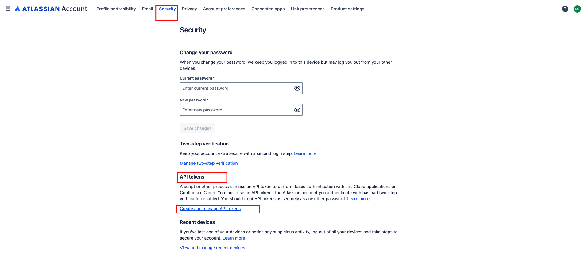 Navigate to API Tokens