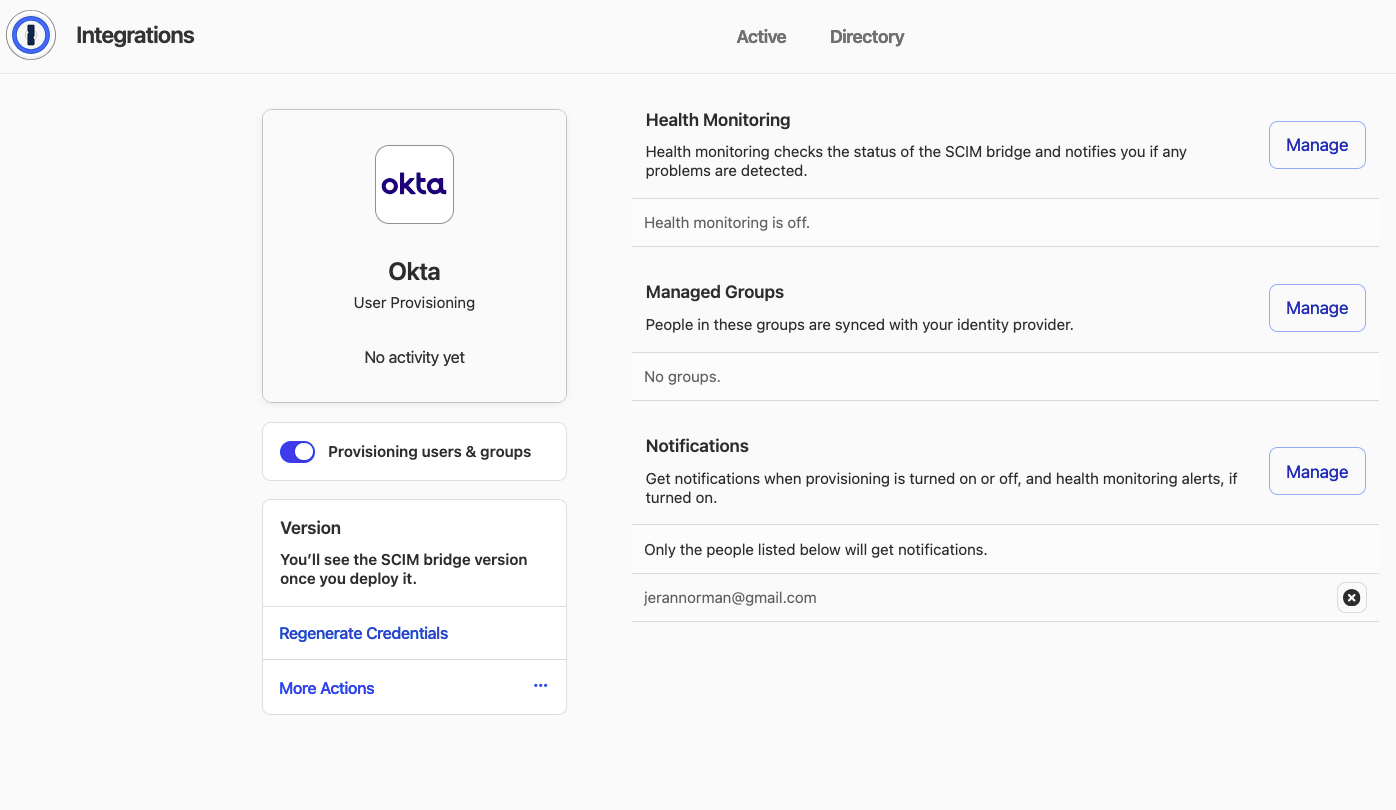 User Provisioning Configuration