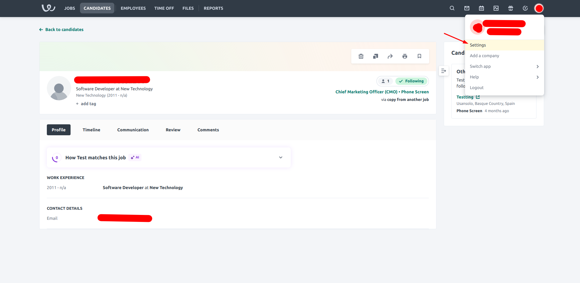Navigate to settings