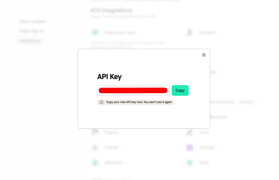 API Keys page
