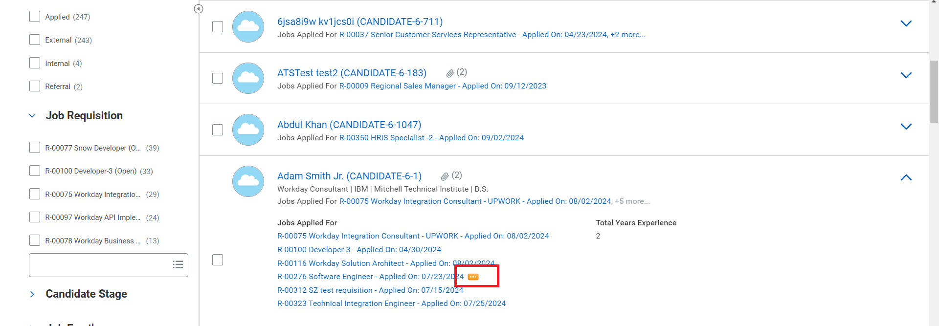 Access Job Application Actions