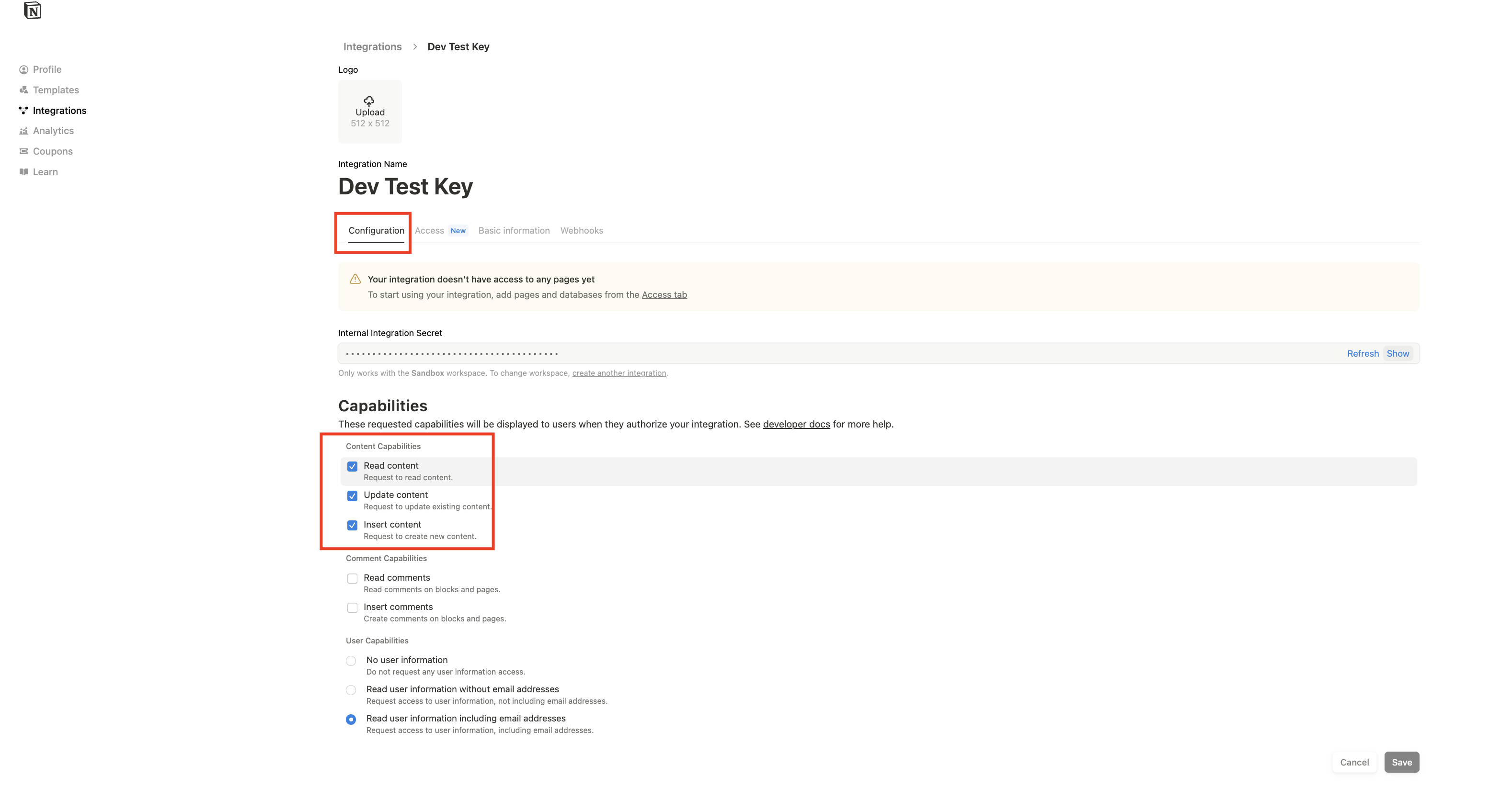 Check mark required permissions