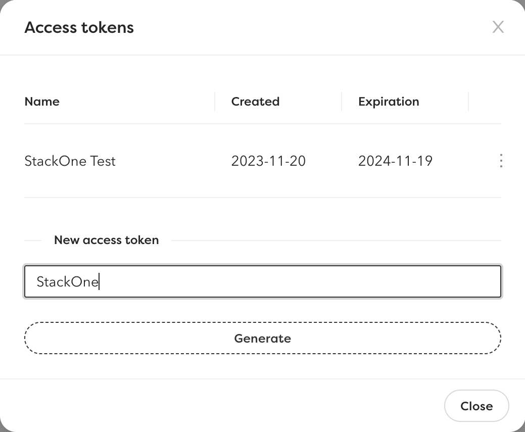 Generate token