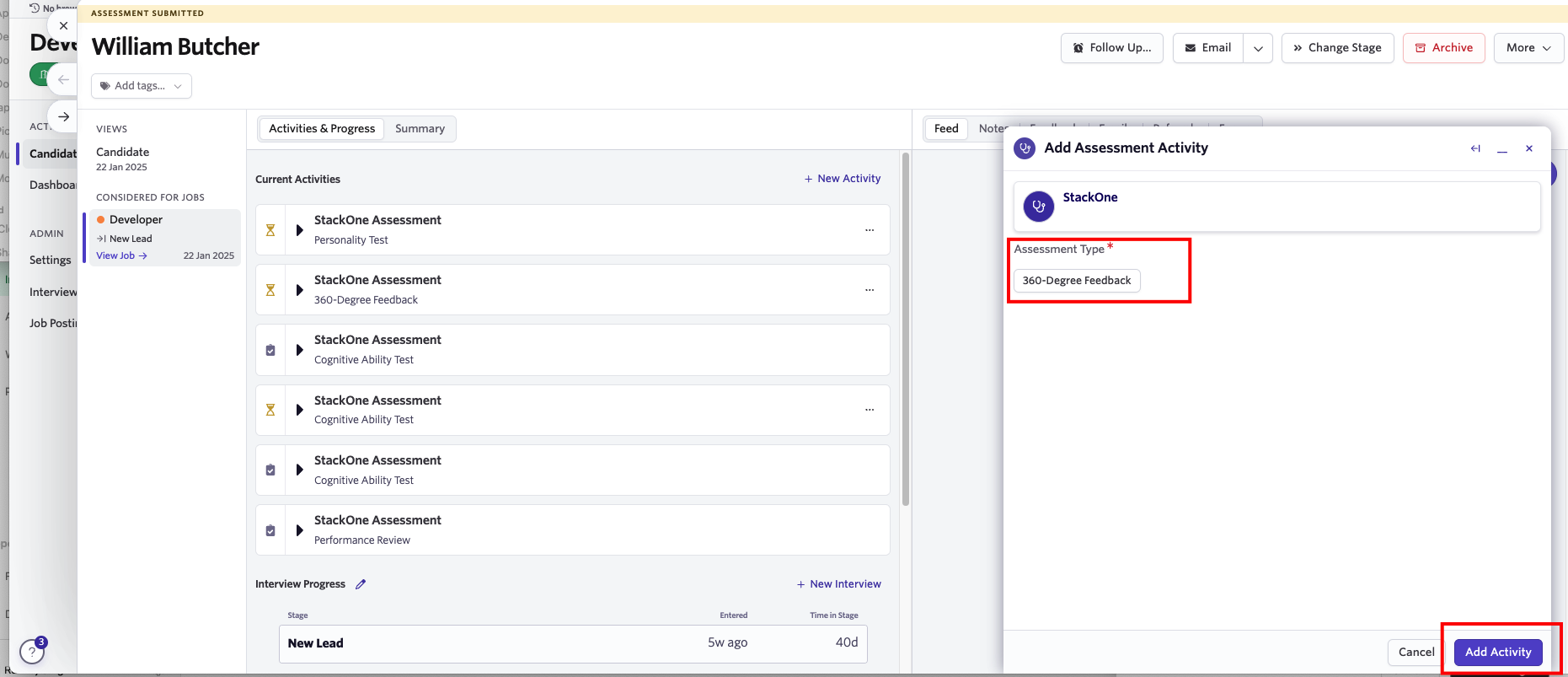 Edit/View Assessment/Background check Status ID