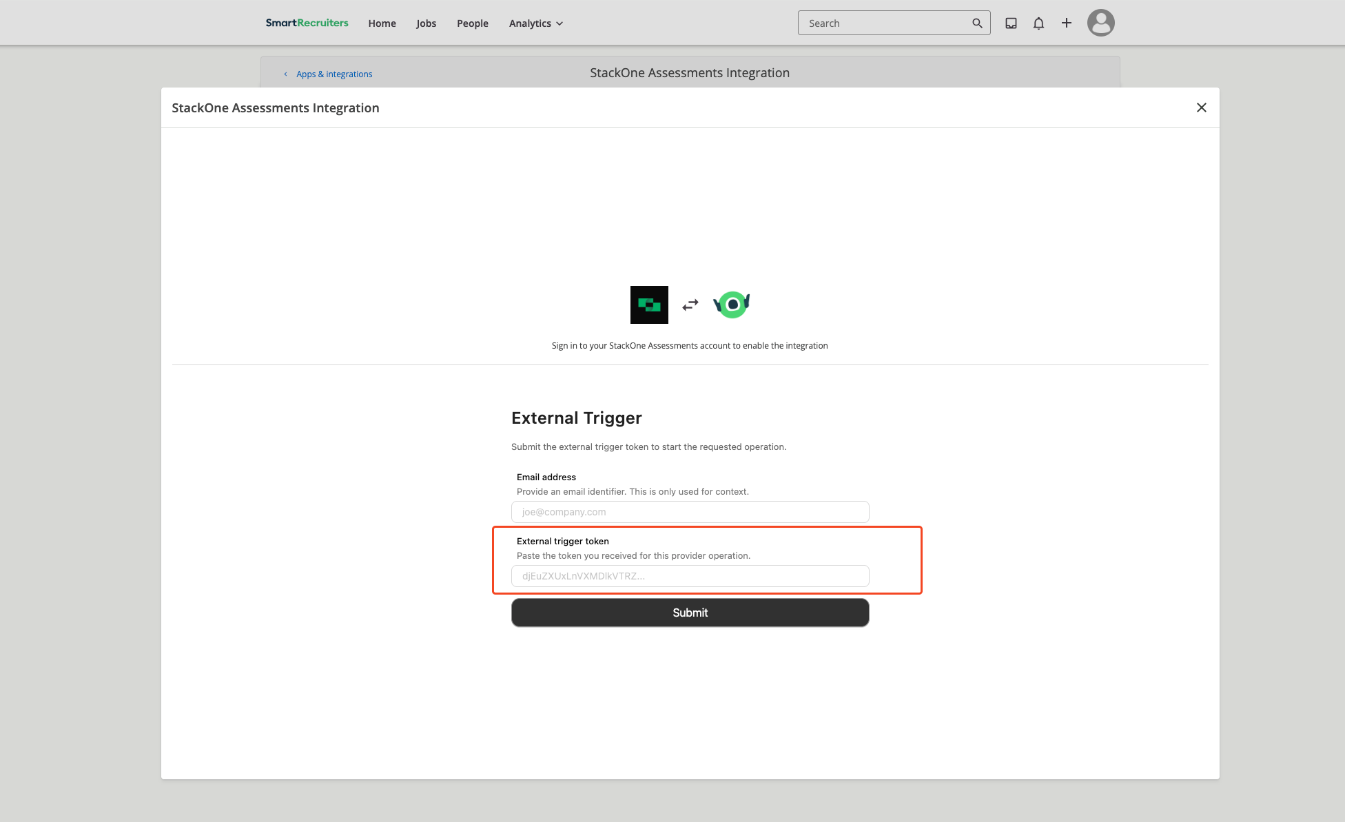 Input External Trigger Token