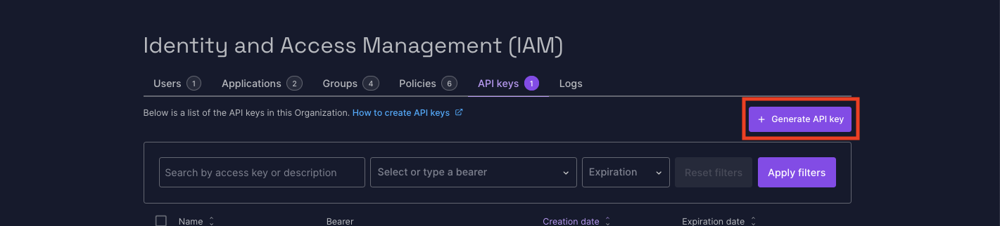 Generate API Key
