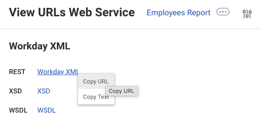 Copy Workday XML URL