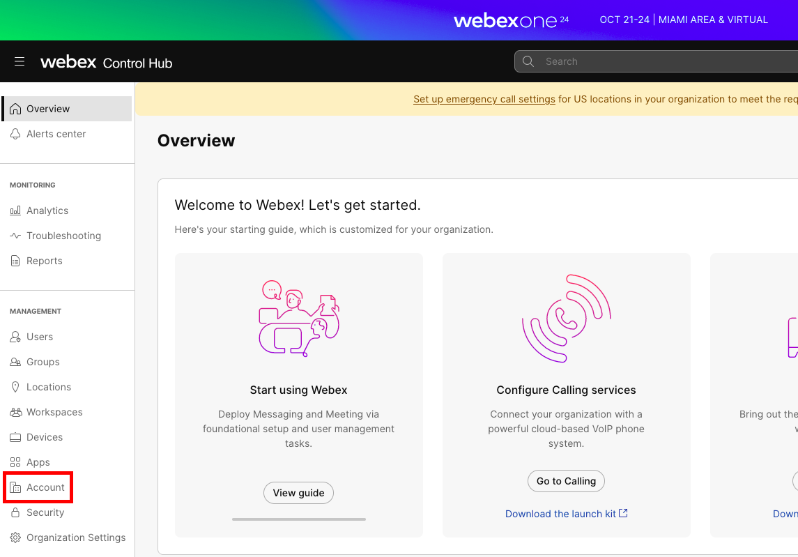 Webex Control Hub