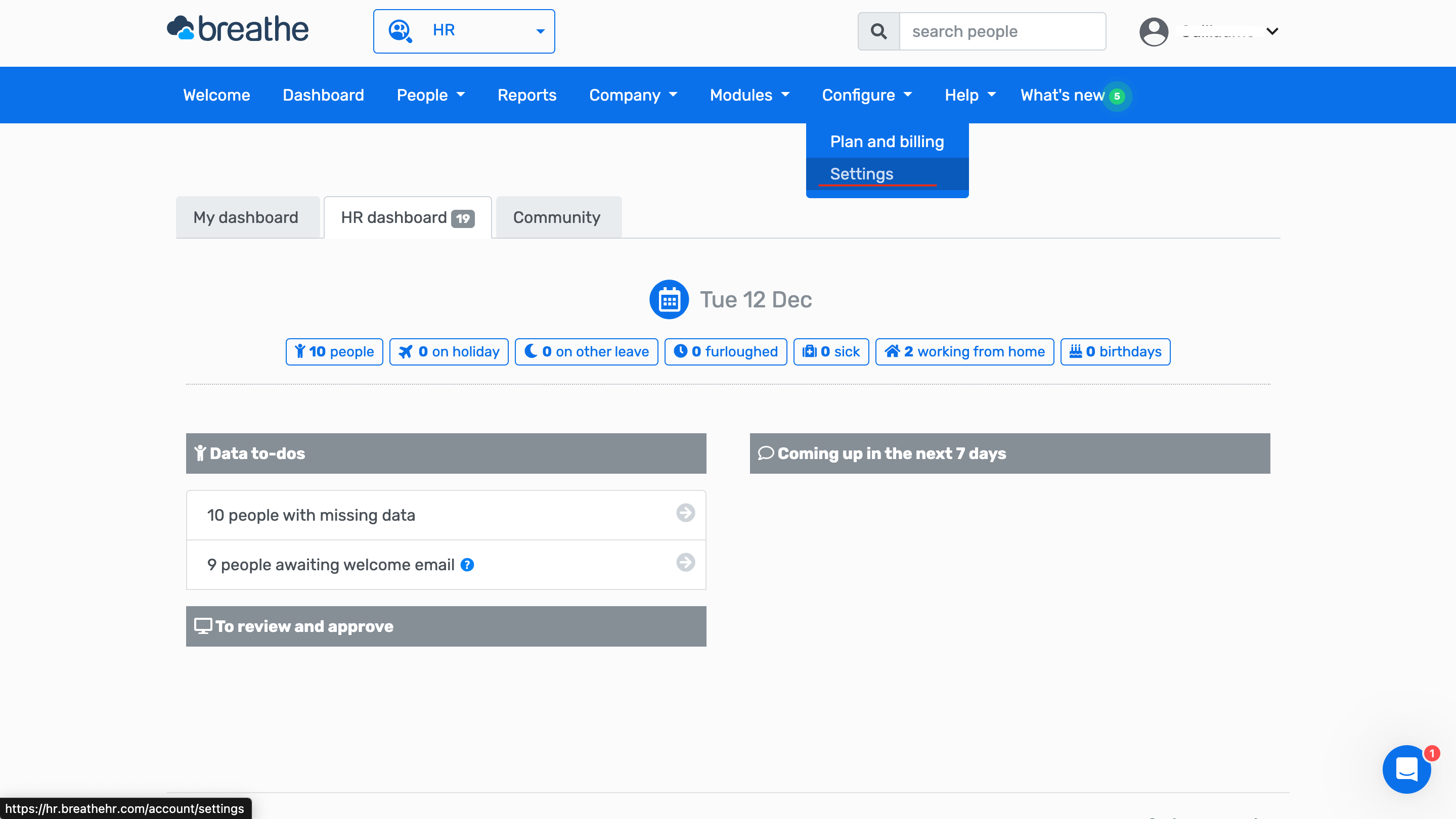 Breathe HR Dashboard