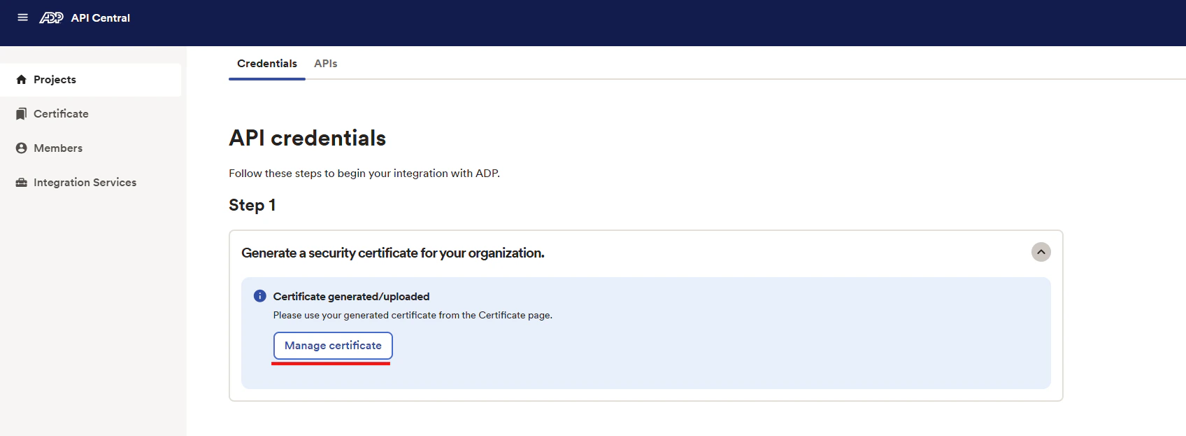 Manage Certificate