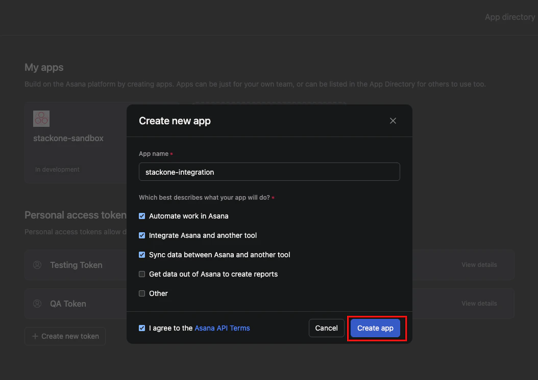 Create new app