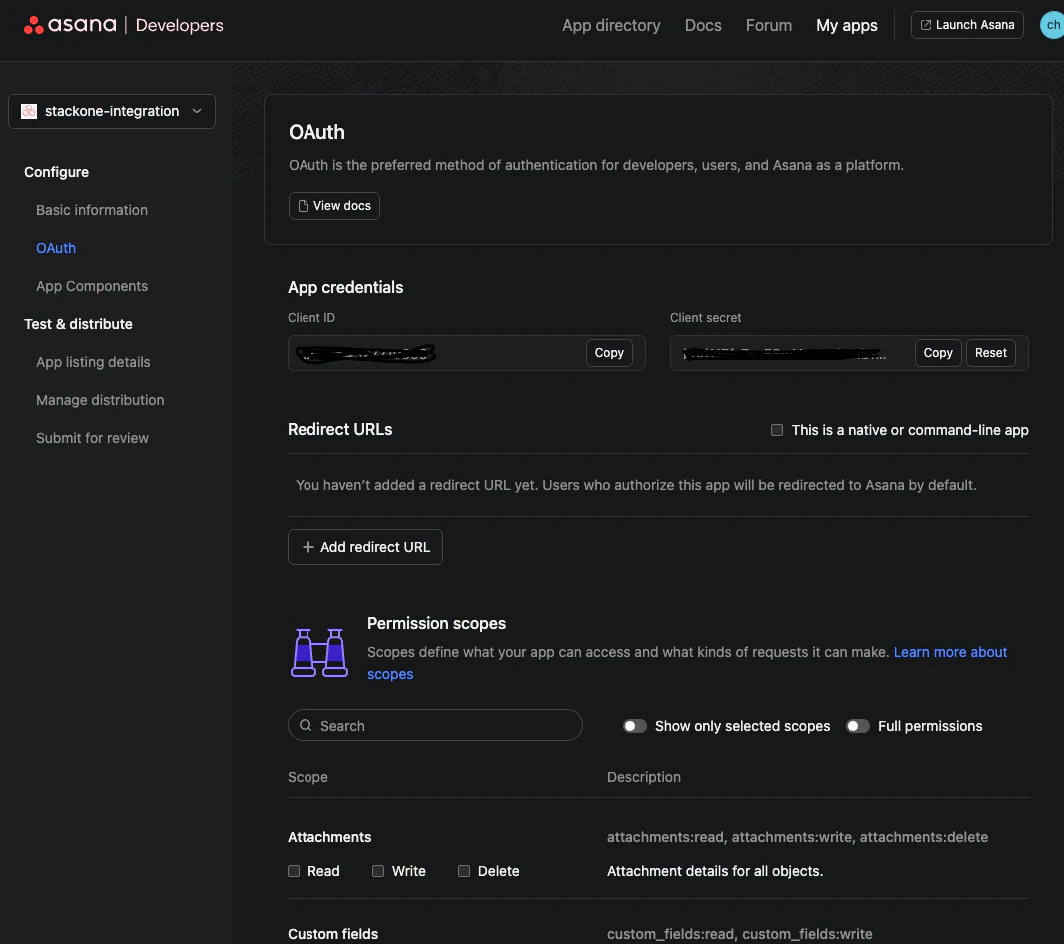 Add redirect URL