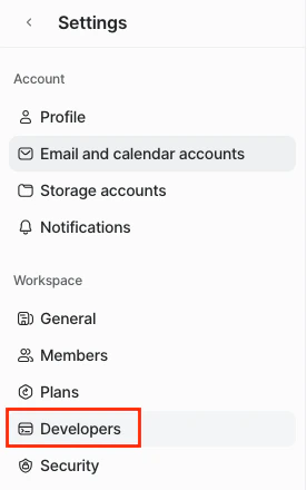 Developers settings