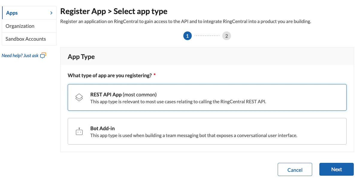 Select App Type
