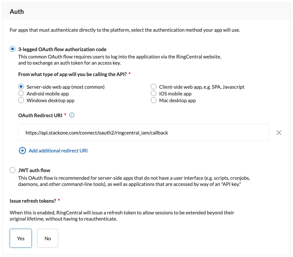 Enter Auth Details