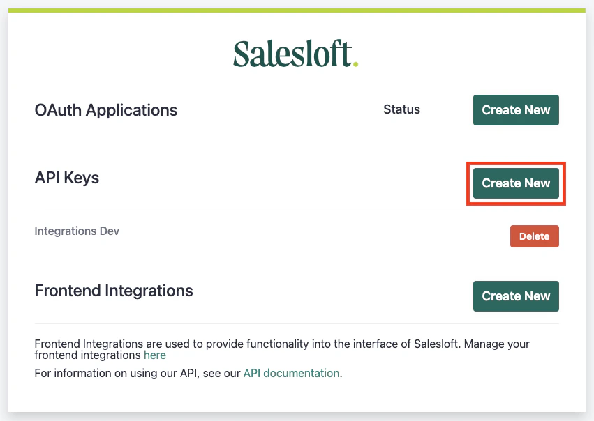 Create New API Key