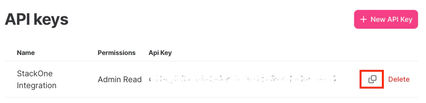 Copy API Key