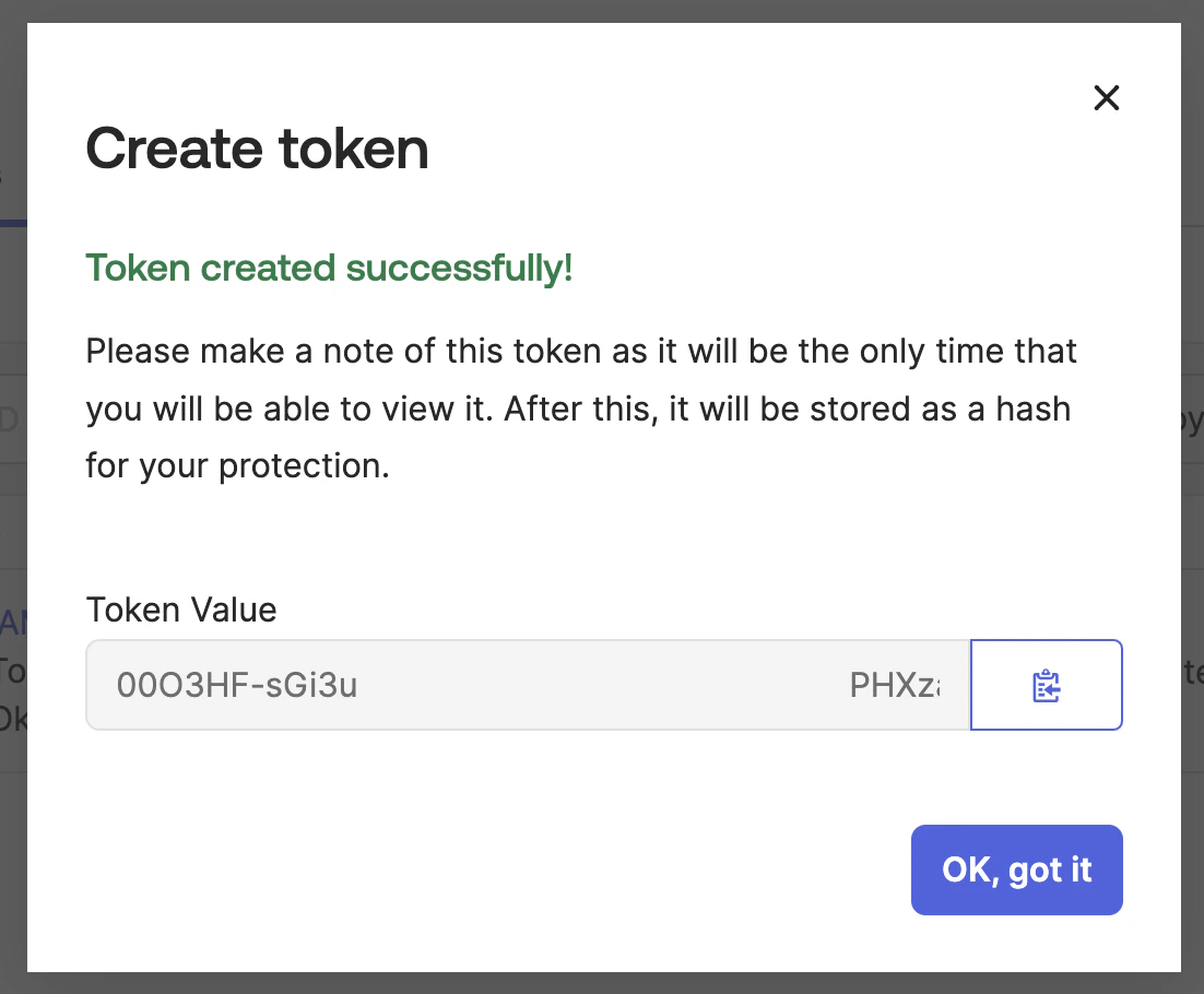 Copy your API Token