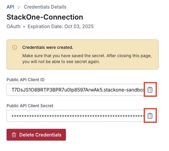Copy Credentials
