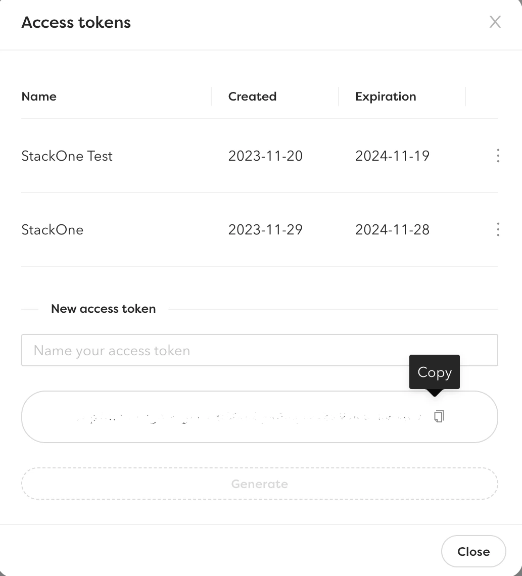 Copy token