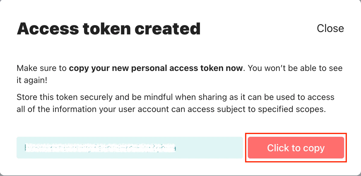 Copy API Token