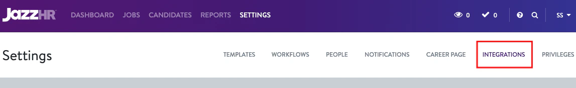 Integrations Tab