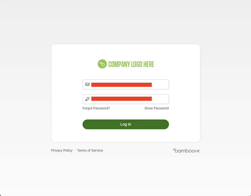 login credentials