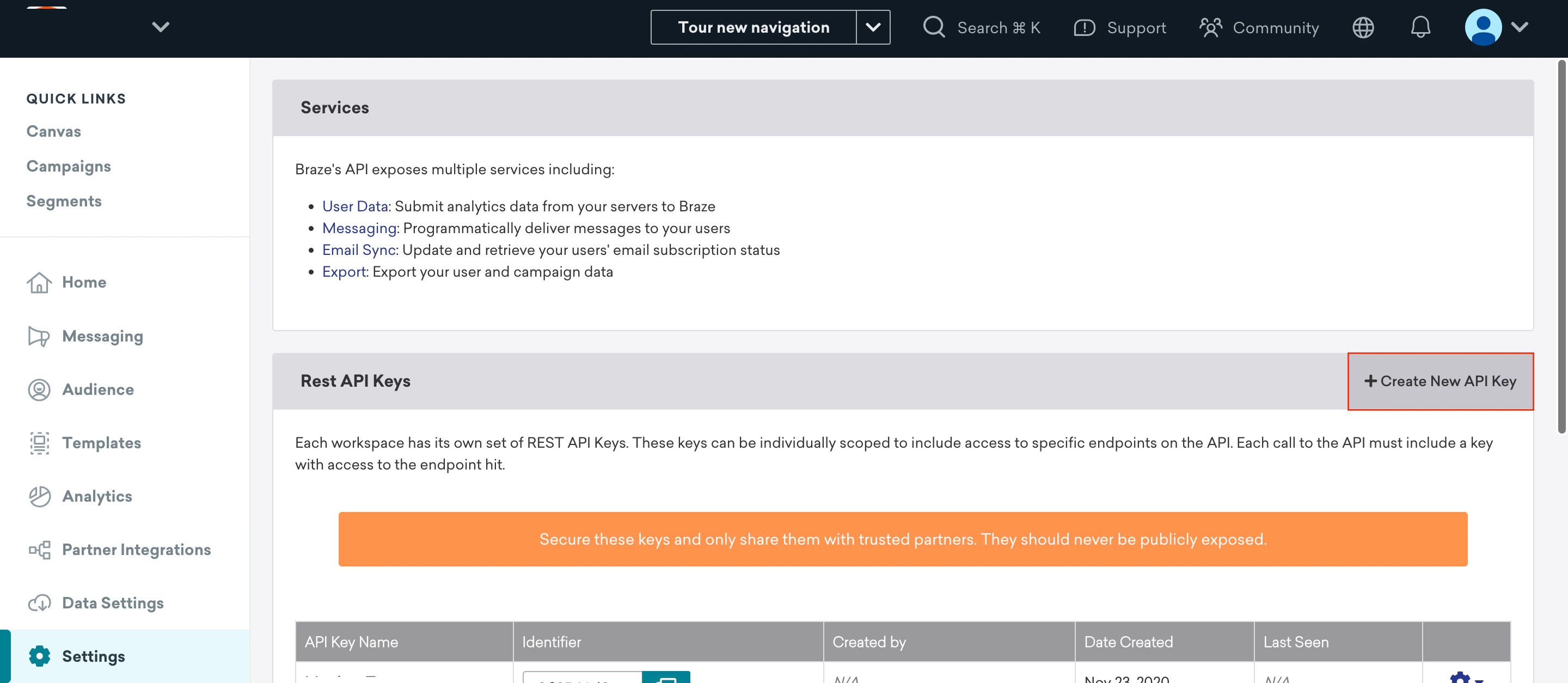 Create New API Key