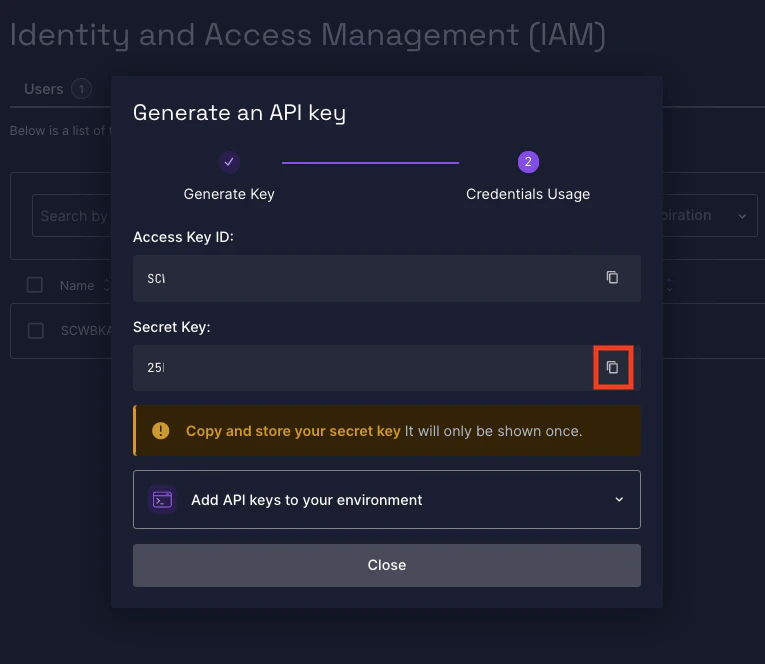 Copy Secret Key