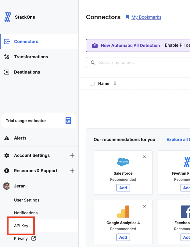 API Key Navigation