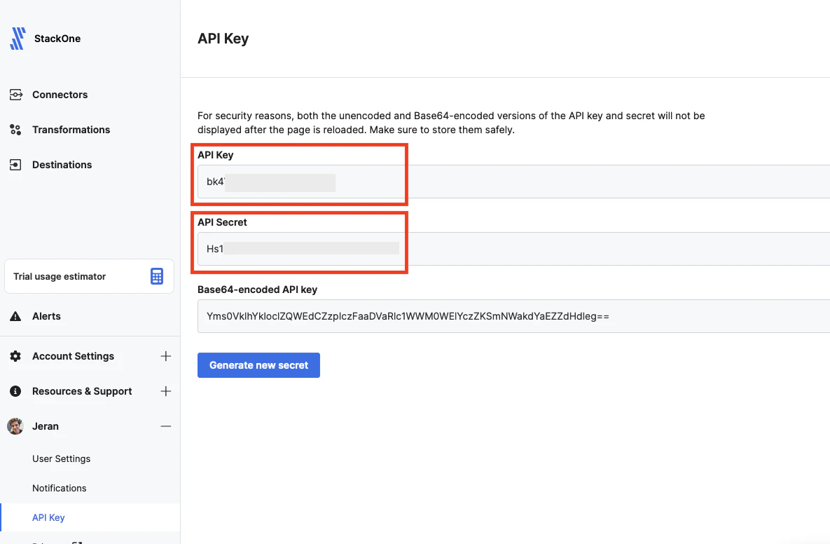 API Key and Secret