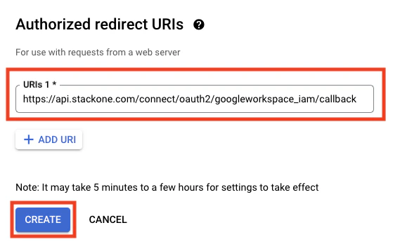 Enter Redirect URI