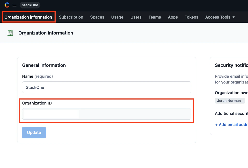 Organization Information