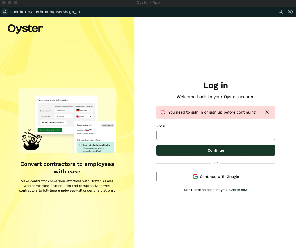 Enter Login Details