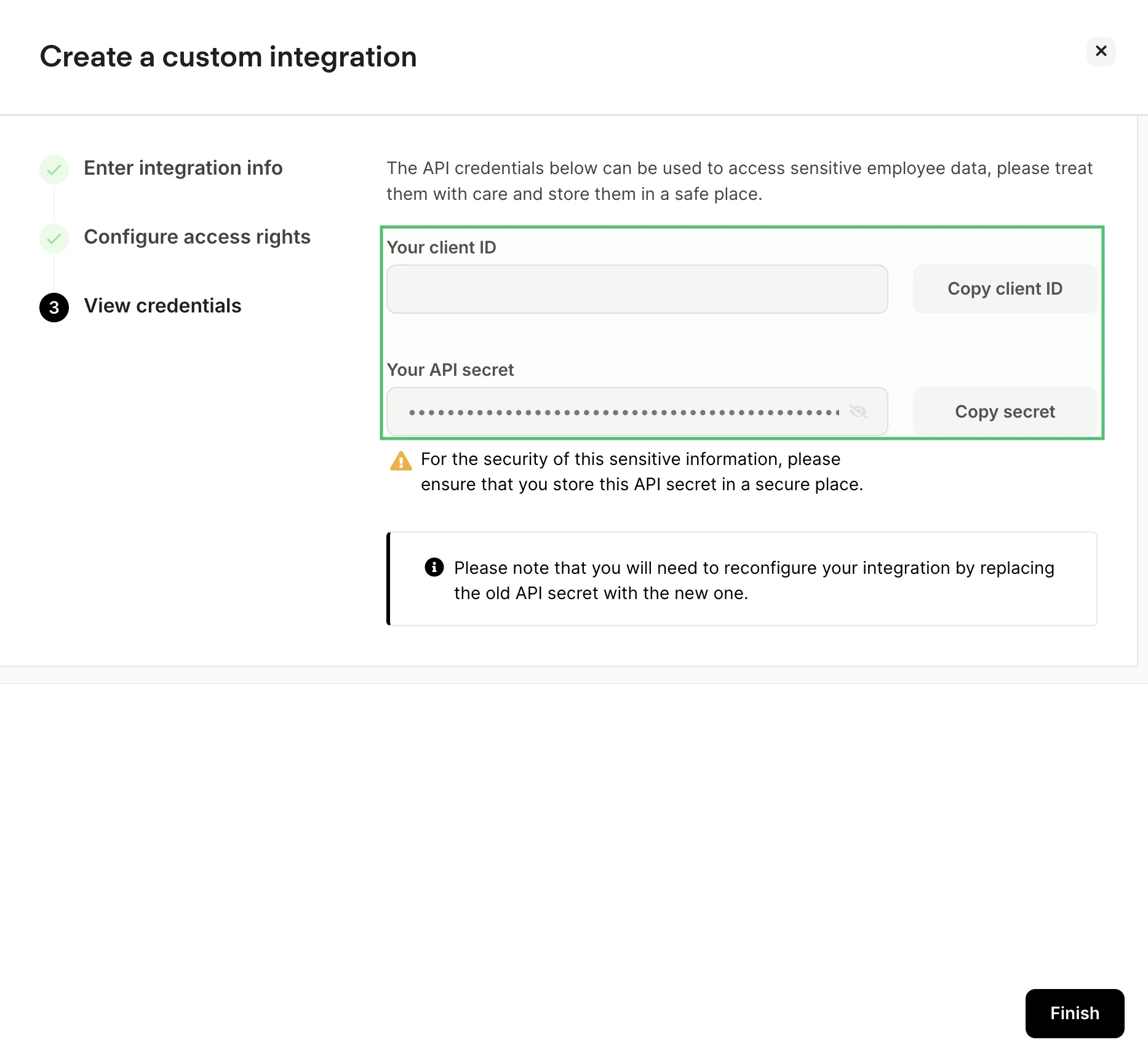 API Credentials Generated