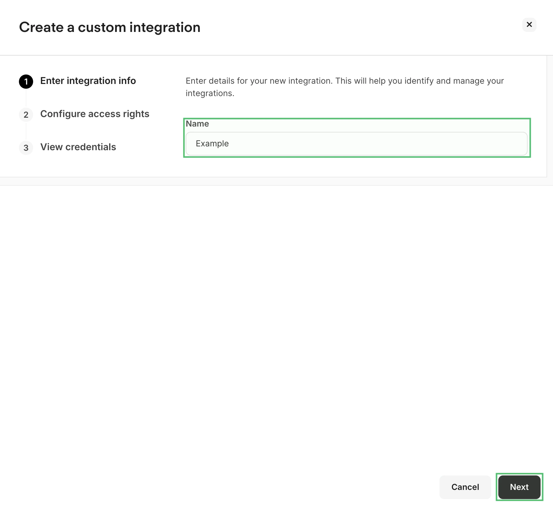 Integration Details Step